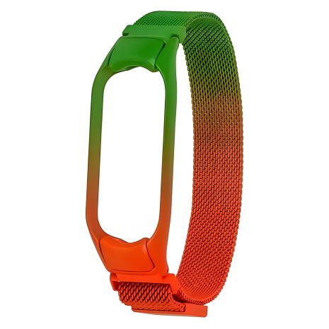 Ремешок радужная Миланская петля для Xiaomi Mi Band 3/4 № 32, зелёно-оранжевый