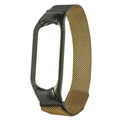 Міланська петля райдужна для Xiaomi Mi Band 3, 4 №39, титаново-золотистий ремінець