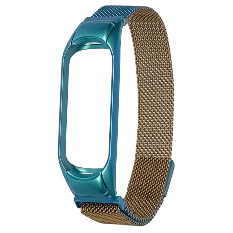 Ремінець Міланська петля райдужна для Xiaomi Mi Band 5, 6 №40 золотисто-синій Ремінець Міланська петля райдужна для Xiaomi Mi Band 5, 6 №40 золотисто-синій