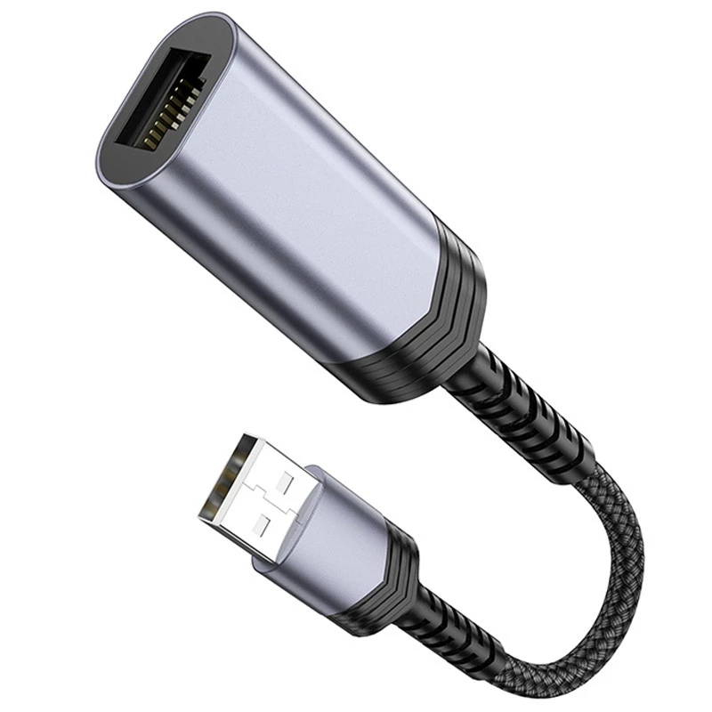 Адаптер переходник Hoco UA26 100 Mbps USB to RJ45 metal gray Адаптер переходник Hoco UA26 100 Mbps USB to RJ45 metal gray