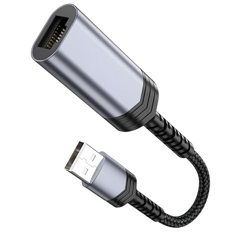 Адаптер переходник Hoco UA26 100 Mbps, USB на RJ45, металл, серый