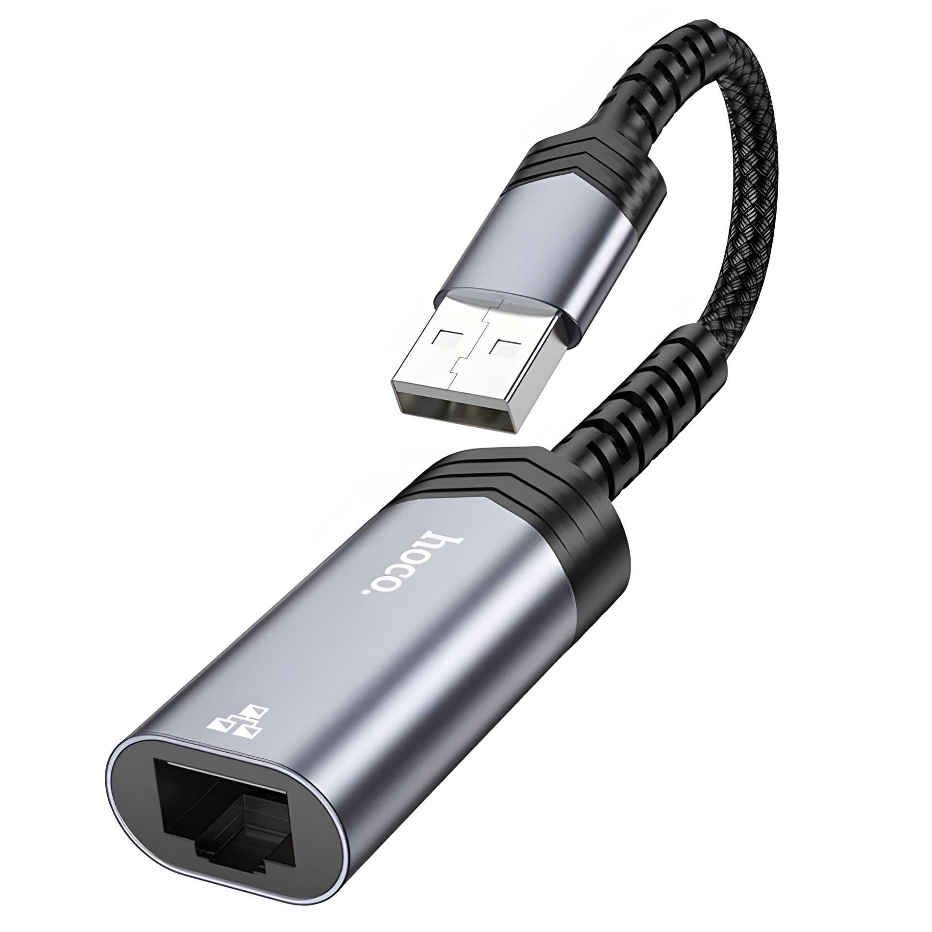 Металлический адаптер Hoco UA26 1000 Mbps USB to RJ45 серый Металлический адаптер Hoco UA26 1000 Mbps USB to RJ45 серый