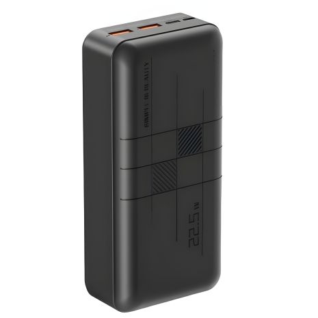 Повербанк XO PR189, LED індикатор, 30000mAh, 2USB 22.5W QC3.0, Type-C PD 20W, In: micro-USB, Type-C 18W, Black