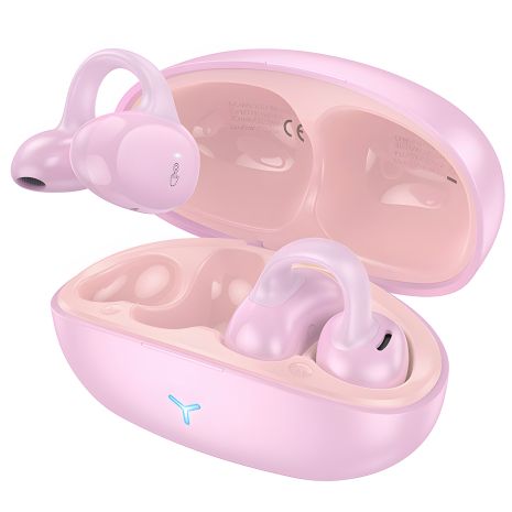 HOCO EW57 Auspicious Clip-On True Бездротові навушники | BT5.3, 70/450mAh, 11h, pink HOCO EW57 Auspicious Clip-On True Бездротові навушники | BT5.3, 70/450mAh, 11h, pink