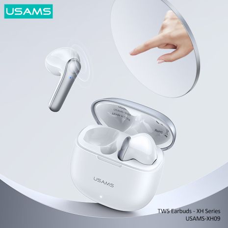 Навушники Bluetooth USAMS TWS Earbuds XH09 | BT5.1, 35/300mAh, 5.5h | white Навушники Bluetooth USAMS TWS Earbuds XH09 | BT5.1, 35/300mAh, 5.5h | white