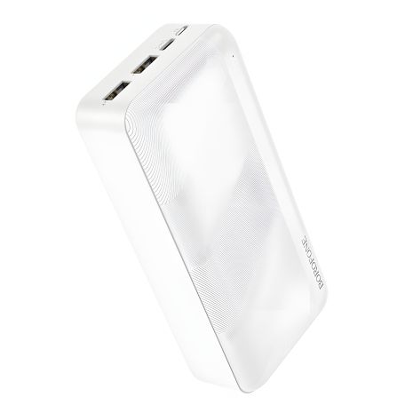 Повербанк Borofone BJ27B (30000 mAh / Вихід: 2USB 5V * 2.1A / Вхід: Type-C, MicroUSB) LED індикатор, білий