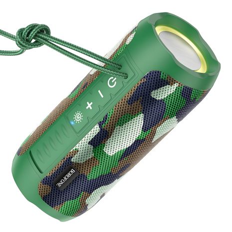BOROFONE BR21 Портативна колонка Sports BT5.1, AUX, USB, TF, FM, 10W, RGB, 3h, Камуфляж зелений