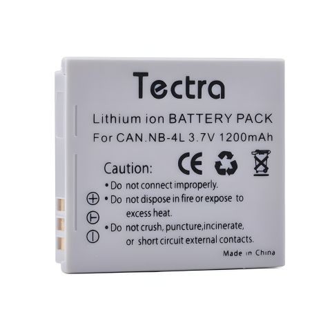 Акумулятор Canon 1200 mAh для NB-4L Tectra, 3.7V, 4.44Wh (IXUS120 130 IS 115220230255HS)