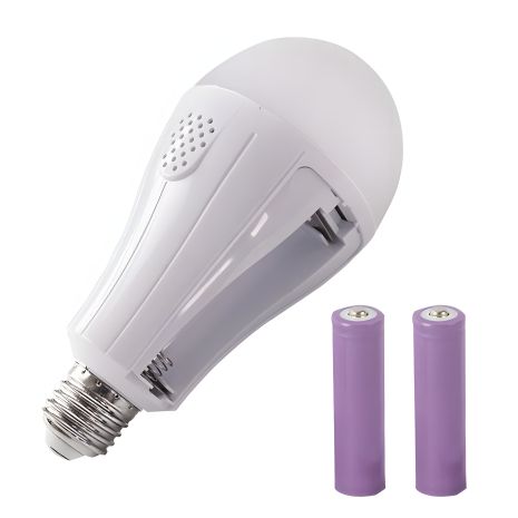 15W LED лампа E27 с аварийным аккумулятором (до 4 часов работы), 2*18650