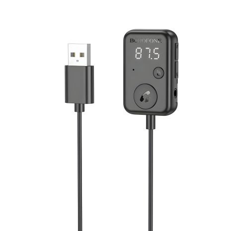 FM модулятор HOCO E81 USB, Type-C PD QC 30W, дисплей, black