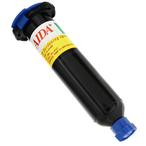 Клей LOCA Aida TP-2500F у шприці (30 гр, чорний) для склеювання дисплей та тачскрин ультрафіолетом