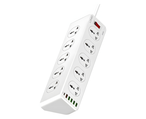 Зарядний пристрій подовжувач Ldnio SC10610EU (5 USB/ Type-C QC PD, 10 розеток, 2m, сіро-білий) Зарядний пристрій подовжувач Ldnio SC10610EU (5 USB/ Type-C QC PD, 10 розеток, 2m, сіро-білий)
