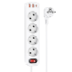 Мережевий зарядний пристрій подовжувач Hoco NS1 2 USB/ Type-C QC PD 4 розетки біле