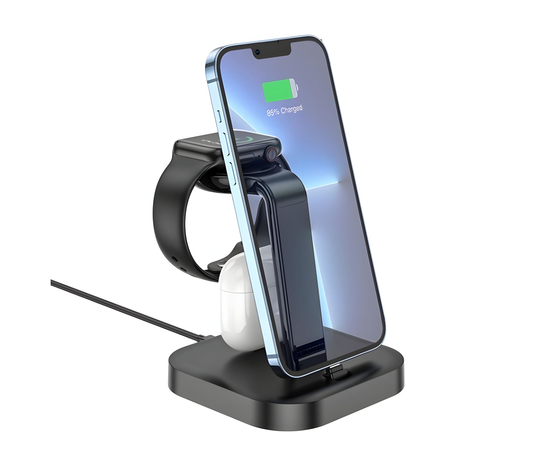 Зарядка беспроводная Graceful на 3 устройства Hoco CW43 10W (MagSafe/AppleWatch) черная Зарядка беспроводная Graceful на 3 устройства Hoco CW43 10W (MagSafe/AppleWatch) черная