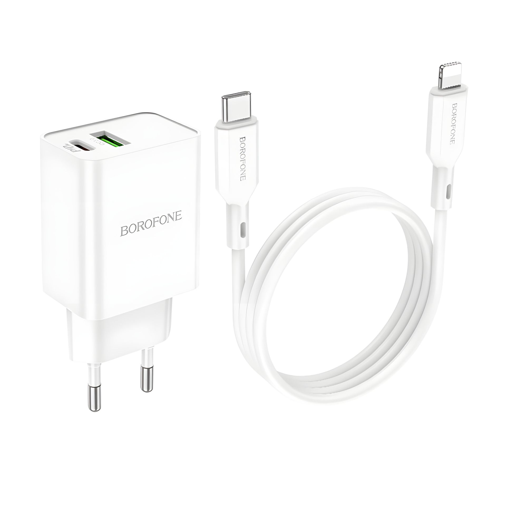 Сетевой Зарядник Borofone BA69A Resource PD20W+QC3.0 с Type-C на Lightning Белый Сетевой Зарядник Borofone BA69A Resource PD20W+QC3.0 с Type-C на Lightning Белый