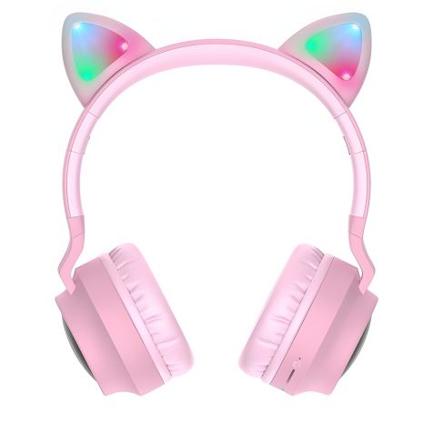 Наушники накладные беспроводные Hoco W27 Cat ear розовые Наушники накладные беспроводные Hoco W27 Cat ear розовые