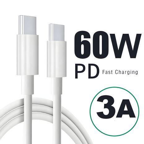 Білий кабель Hoco X96 Type-C to Type-C PD 60W 1m