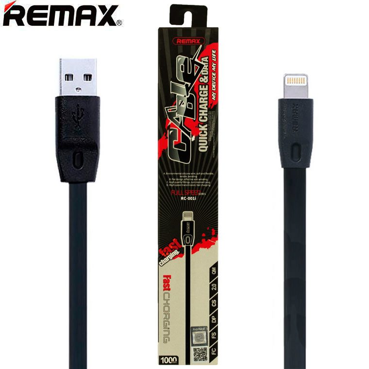 Кабель Remax RC-001i USB to Lightning 1m черный Кабель Remax RC-001i USB to Lightning 1m черный