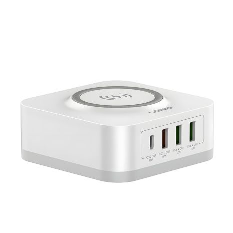 Бездротова зарядка Ldnio AW004 3 USB/Type-C QC PD 32W біла