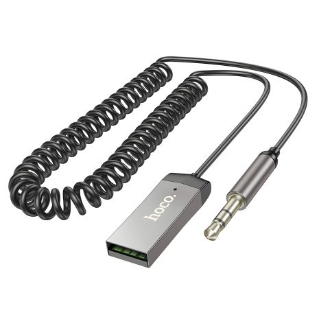 Ресивер Bluetooth Hoco E78 Benefit, car AUX BT, 1.2m cable, BT5.3, 3.5mm, Gray Ресивер Bluetooth Hoco E78 Benefit, car AUX BT, 1.2m cable, BT5.3, 3.5mm, Gray