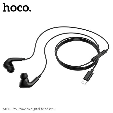 Провідні навушники Hoco M111 Pro чорні вакуумні з мікрофоном Lightning