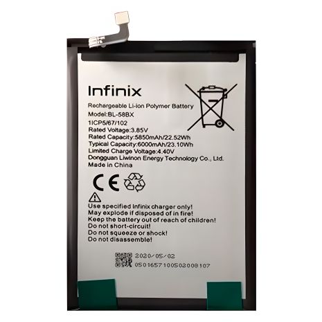 Батарея Акумуляторна Infinix BL-58BX Hot 10 Play 11 Play 12 Play 6000 mAh [Original PRC] 12 міс. гарантії