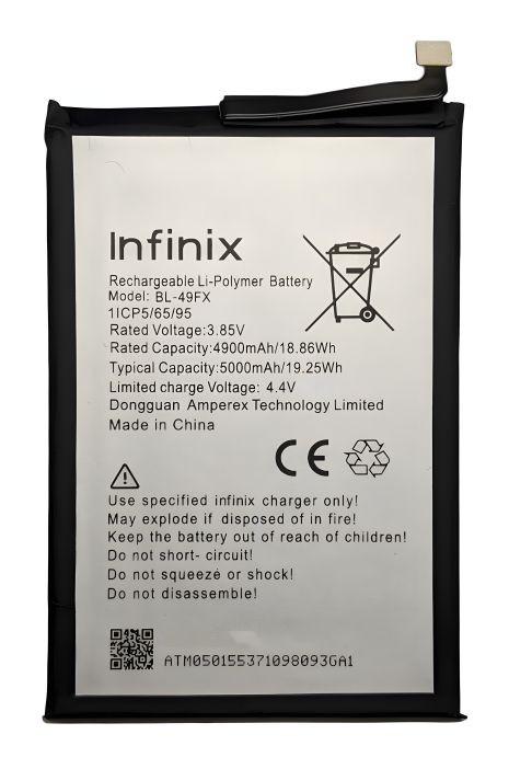 Аккумулятор Infinix BL-49FX Hot 10 Lite, 10S, 12i, 20i, Smart 6, 6 HD 5000 mAh [12 мес. гарантии, Original PRC]