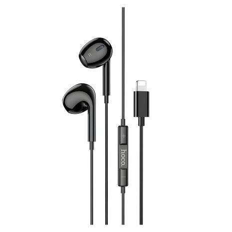 Max вкладыши наушники проводные Hoco M111 с микрофоном Lightning черные
