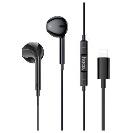Вкладыши наушники проводные с микрофоном Hoco M111 Lightning черные