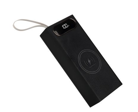 Корпус Black Power L16, Multi-powerbank для 18650, до 16 шт, 22.5+15W, бездротова зарядка, ліхтар, чорний