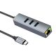 Адаптер Hoco HB34 (Type-C to RJ45 1Gbit Ethernet +3*USB3.0) Сірий