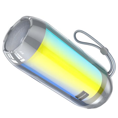 Бездротова колонка Borofone BR25, BT5.3, FM, AUX, USB, TF, 5W, 1200mAh, 2h, сіра зі світломузикою