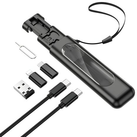 Адаптер Borofone BU36 4в1 USB/ Lightning/ MicroUSB чорний + Type-C to Type-C кабель Адаптер Borofone BU36 4в1 USB/ Lightning/ MicroUSB чорний + Type-C to Type-C кабель