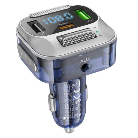 Модулятор Hoco E75 Bravery PD30W+QC3.0 car BT FM transmitter Синий