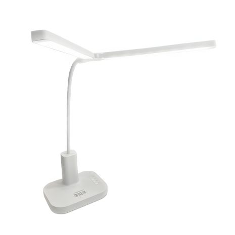 Гнучка Настільна USB LED лампа, подвійна з двома акумуляторами та прищіпкою біла Гнучка Настільна USB LED лампа, подвійна з двома акумуляторами та прищіпкою біла