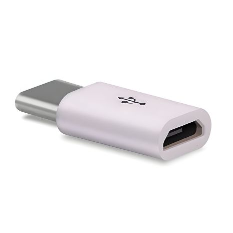 Білий перехідник MicroUSB(F) на Type-C(M)/адаптер