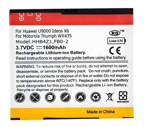 Акумулятор PowerPlant для Huawei ideos X6, U9000, X6, Ascend X, Motorola Triumph WX435 (HHB4Z1) 1600mAh