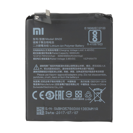 Оригінальний акумулятор Xiaomi BN35 для Redmi 5 з 12 міс. гарантією Оригінальний акумулятор Xiaomi BN35 для Redmi 5 з 12 міс. гарантією