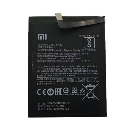 Для Xiaomi BN36 (Mi 6X/ Mi A2) аккумулятор, 3010 mAh, оригинал PRC, гарантия 12 мес. Для Xiaomi BN36 (Mi 6X/ Mi A2) аккумулятор, 3010 mAh, оригинал PRC, гарантия 12 мес.