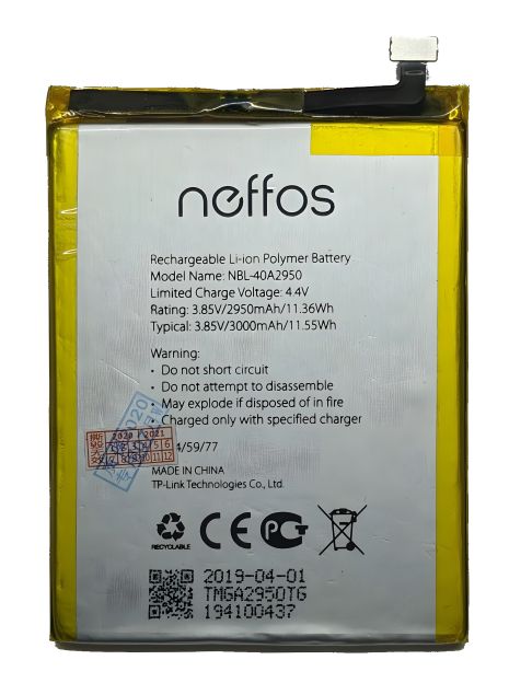 Акумулятори TP-Link NBL-40A2950 Neffos C9s (TP7061) / C9 MAX (TP7062) 2950mAh [Original] 12 міс. гарантії