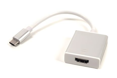 Підключаючий кабель PowerPlant HDMI female - USB Type-C, 0.15м, Blister, Silver