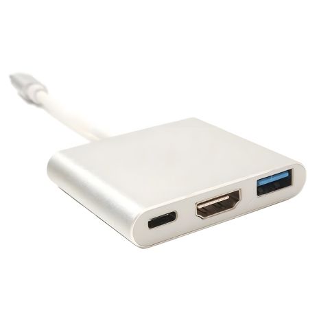 PowerPlant USB Type-C на HDMI/USB Мультипорт адаптер для MacBook 12, 0.15м PowerPlant USB Type-C на HDMI/USB Мультипорт адаптер для MacBook 12, 0.15м