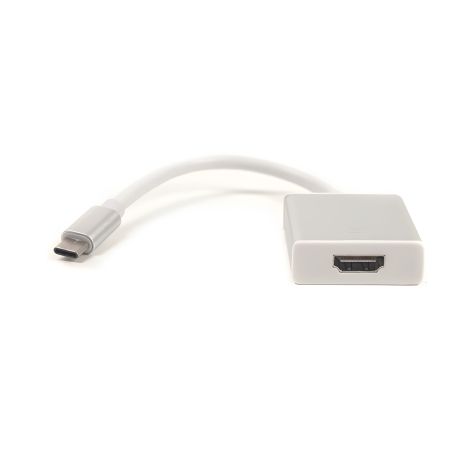 Кабель PowerPlant перехідник HDMI female - USB Type-C, 0.15м, срібний
