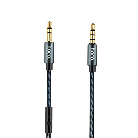 Hoco Noble Grey Кабель 3,5"-3.5" 1m + Mic (UPA-04) (нить)