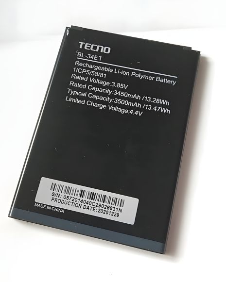 Акумулятор Tecno BL-34ET для Techno POP 3 (BB2), Li-Pol 3500 mAh, 13.47 Wh, 3.85 V [12 міс. гарантії, Original PRC]