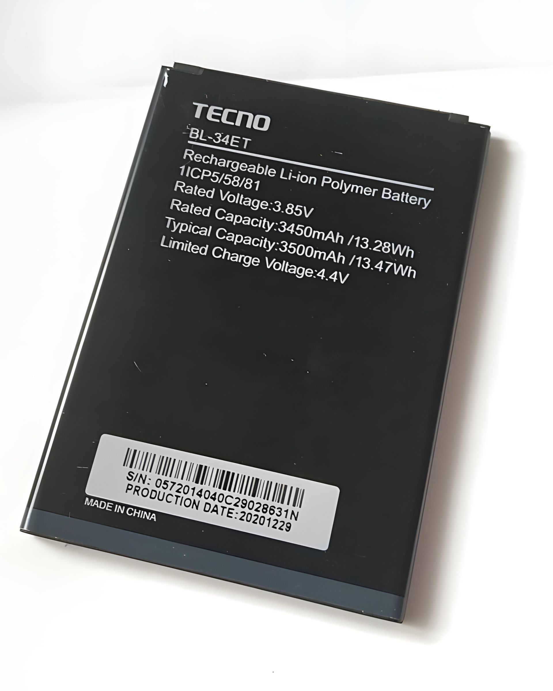 Акумулятор Tecno BL-34ET / Techno POP 3 (BB2) / Li-Pol 3500 mAh, 13.47 Wh, 3.85V Акумулятор Tecno BL-34ET / Techno POP 3 (BB2) / Li-Pol 3500 mAh, 13.47 Wh, 3.85V