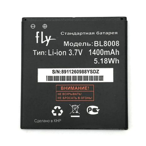 Акумулятор Fly BL8008 FS401 Stratus 1 1400mAh [Original PRC] 12 міс. гарантії