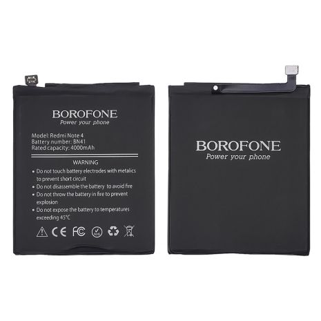 Акумулятор Borofone BN41 для Xiaomi Redmi Note 4 (China Version, MediaTek, MTK) 4100 mAh Акумулятор Borofone BN41 для Xiaomi Redmi Note 4 (China Version, MediaTek, MTK) 4100 mAh