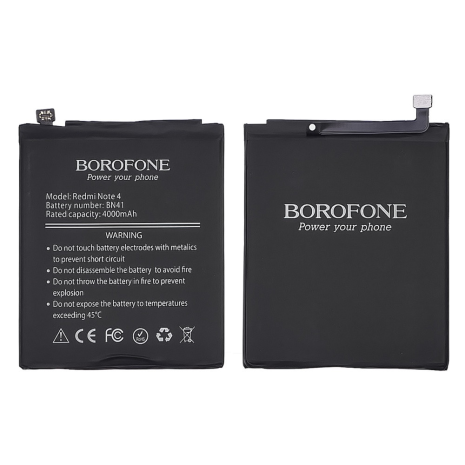 Акумулятор Borofone BN41 для Xiaomi Redmi Note 4 (China Version, MediaTek, MTK) 4100 mAh Акумулятор Borofone BN41 для Xiaomi Redmi Note 4 (China Version, MediaTek, MTK) 4100 mAh
