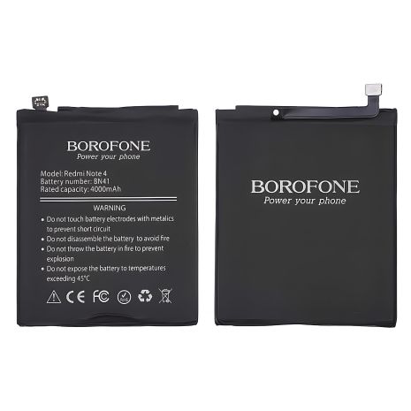 Акумулятор Borofone BN41 для Xiaomi Redmi Note 4 (China Version, MediaTek, MTK) на 4100 mAh Акумулятор Borofone BN41 для Xiaomi Redmi Note 4 (China Version, MediaTek, MTK) на 4100 mAh
